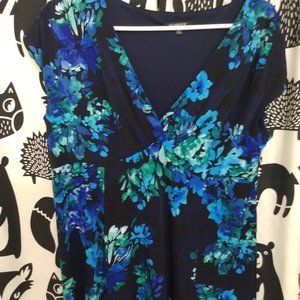 Black and blue floral dress